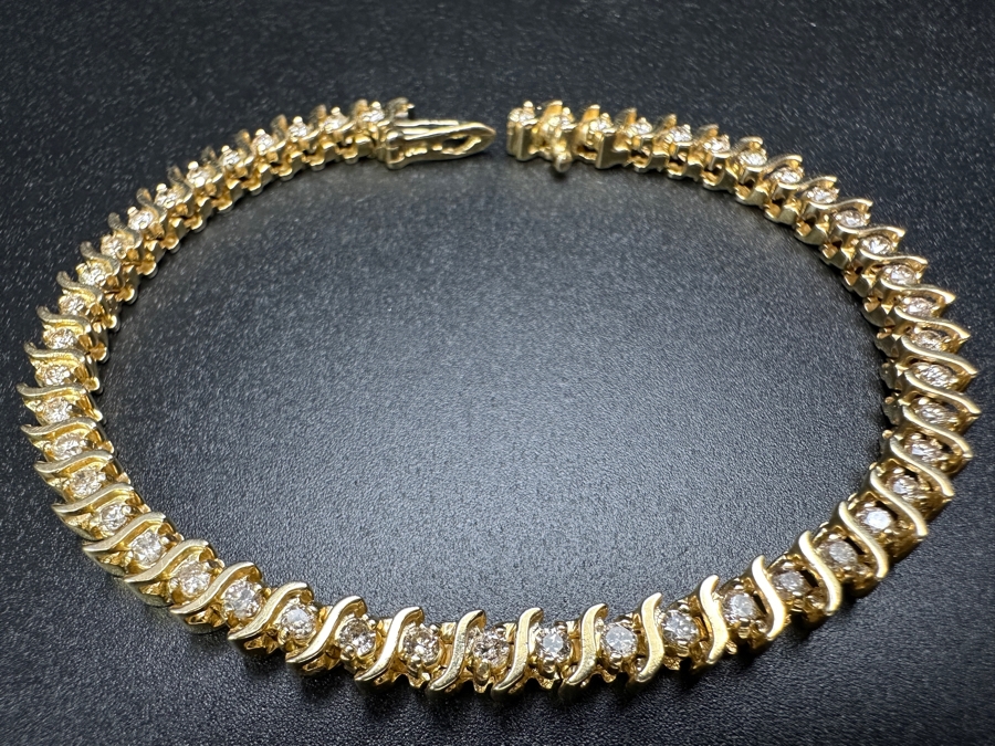14k Gold Diamond S Link Tennis Bracelet Set With (49) 1.8mm Round Brilliant Diamonds Est. 1.50cttw 7'L 16.0g Retails $6,000 [Photo 2]