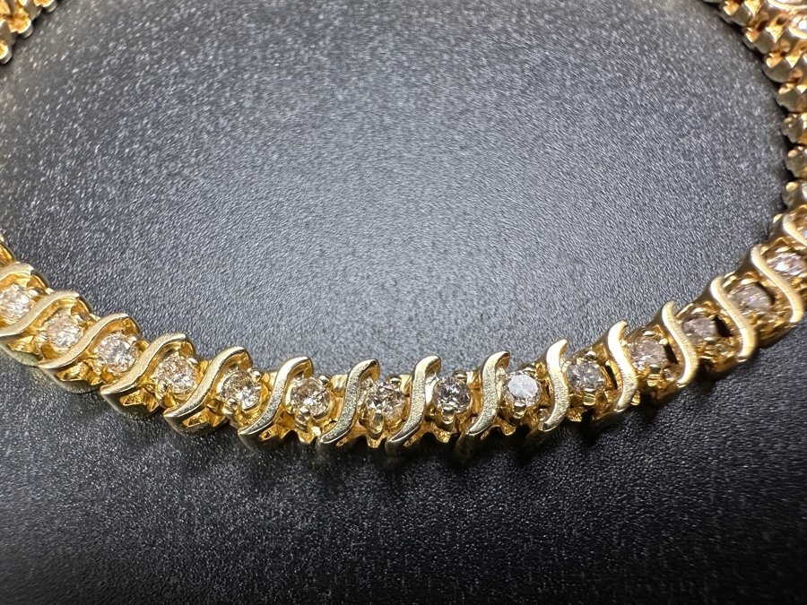 14k Gold Diamond S Link Tennis Bracelet Set With (49) 1.8mm Round Brilliant Diamonds Est. 1.50cttw 7'L 16.0g Retails $6,000 [Photo 3]