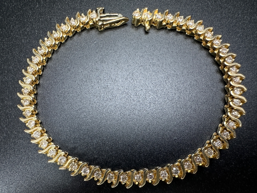 14k Gold Diamond S Link Tennis Bracelet Set With (49) 1.8mm Round Brilliant Diamonds Est. 1.50cttw 7'L 16.0g Retails $6,000 [Photo 8]