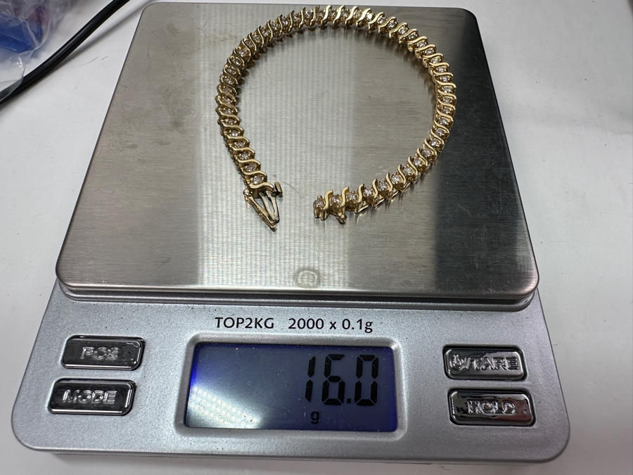 14k Gold Diamond S Link Tennis Bracelet Set With (49) 1.8mm Round Brilliant Diamonds Est. 1.50cttw 7'L 16.0g Retails $6,000 [Photo 10]