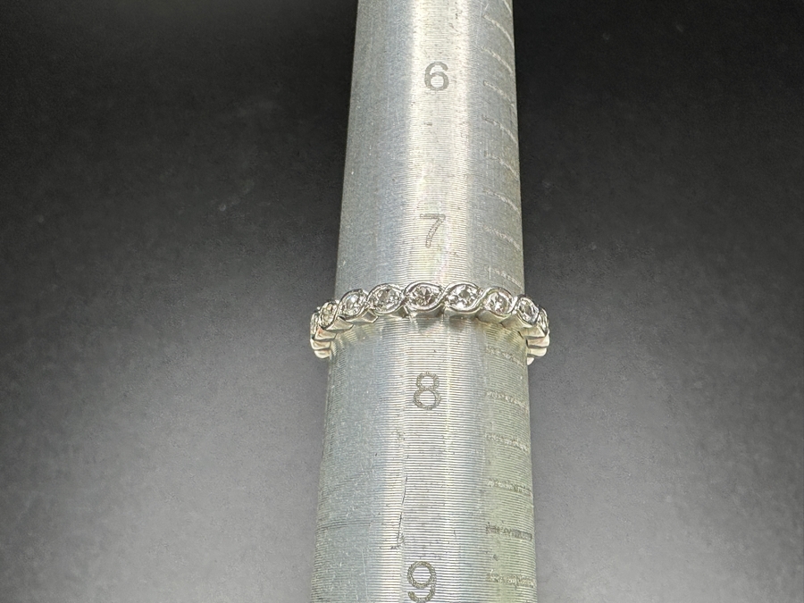 Platinum Eternity Band Diamond Ring Set With (20) 1.8mm Single Cut Round Diamonds Est. .50cttw Size 7.5 4.1g Retails $2,400 [Photo 6]