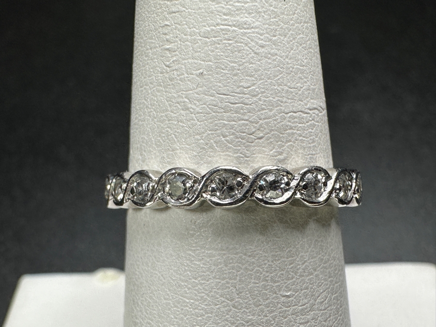 Platinum Eternity Band Diamond Ring Set With (20) 1.8mm Single Cut Round Diamonds Est. .50cttw Size 7.5 4.1g Retails $2,400 [Photo 2]