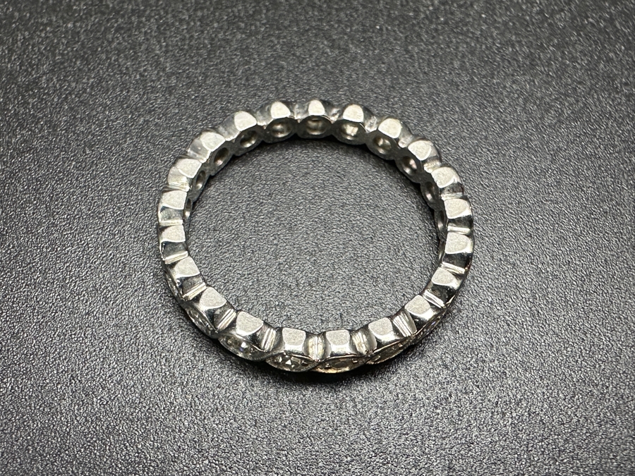 Platinum Eternity Band Diamond Ring Set With (20) 1.8mm Single Cut Round Diamonds Est. .50cttw Size 7.5 4.1g Retails $2,400 [Photo 5]