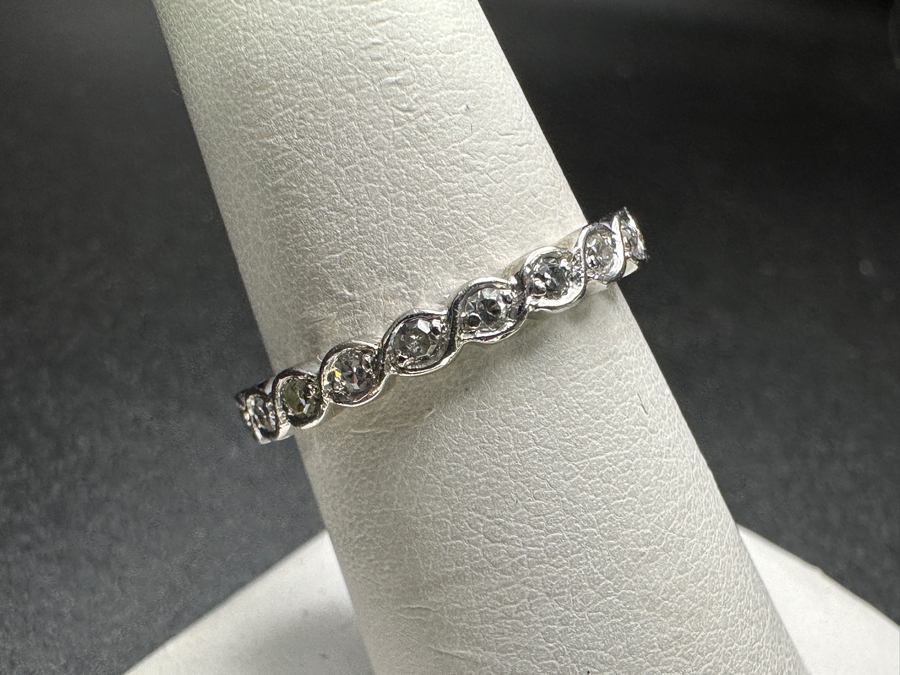 Platinum Eternity Band Diamond Ring Set With (20) 1.8mm Single Cut Round Diamonds Est. .50cttw Size 7.5 4.1g Retails $2,400 [Photo 3]