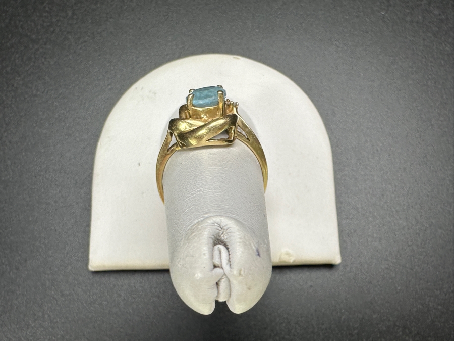 14k Gold Swiss Blue Topaz 9x7 Ring Size 9 4.8g Retails $1,600 [Photo 6]