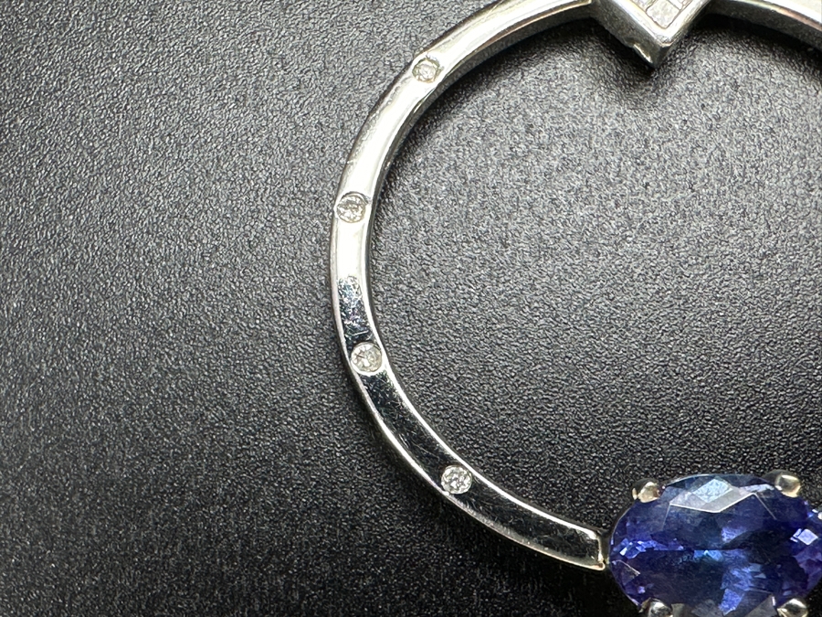 14k Gold Tanzanite Diamond Pendant Set With A 9x6 Oval Tanzanite Est. 1.50ct, (8) 1mm Round Brilliant Diamonds & (9) 1mm Princess Cut Diamonds - Diamonds Est. .15cttw 5.1g Retails $3,000 [Photo 12]