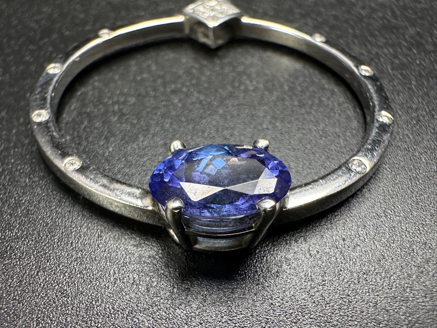 14k Gold Tanzanite Diamond Pendant Set With A 9x6 Oval Tanzanite Est. 1.50ct, (8) 1mm Round Brilliant Diamonds & (9) 1mm Princess Cut Diamonds - Diamonds Est. .15cttw 5.1g Retails $3,000 [Photo 6]