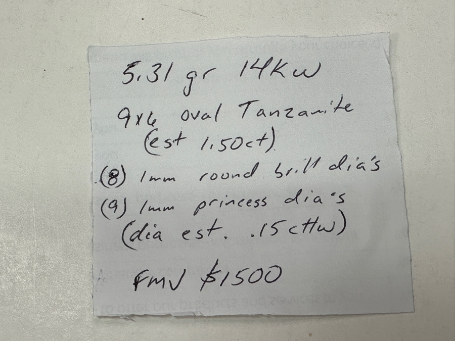 14k Gold Tanzanite Diamond Pendant Set With A 9x6 Oval Tanzanite Est. 1.50ct, (8) 1mm Round Brilliant Diamonds & (9) 1mm Princess Cut Diamonds - Diamonds Est. .15cttw 5.1g Retails $3,000 [Photo 15]