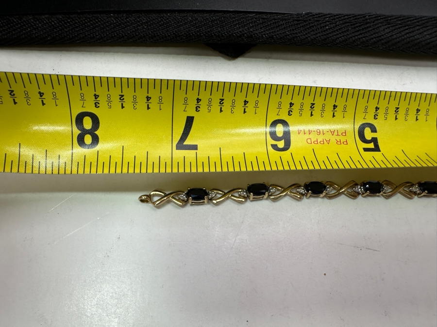 10k Gold Synthetic Sapphire Bracelet Set With (10) Synthetic Sapphires 7'L 6.5g Retails $1,500 [Photo 8]