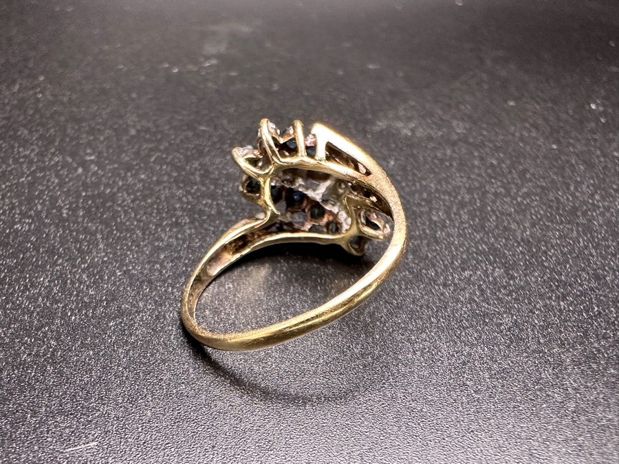 10k Gold Sapphire Ring Set With (14) 1.8mm Sapphires Size 8.5 3.4g Retails $1,000 [Photo 7]