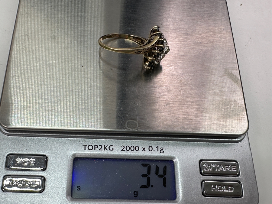 10k Gold Sapphire Ring Set With (14) 1.8mm Sapphires Size 8.5 3.4g Retails $1,000 [Photo 9]