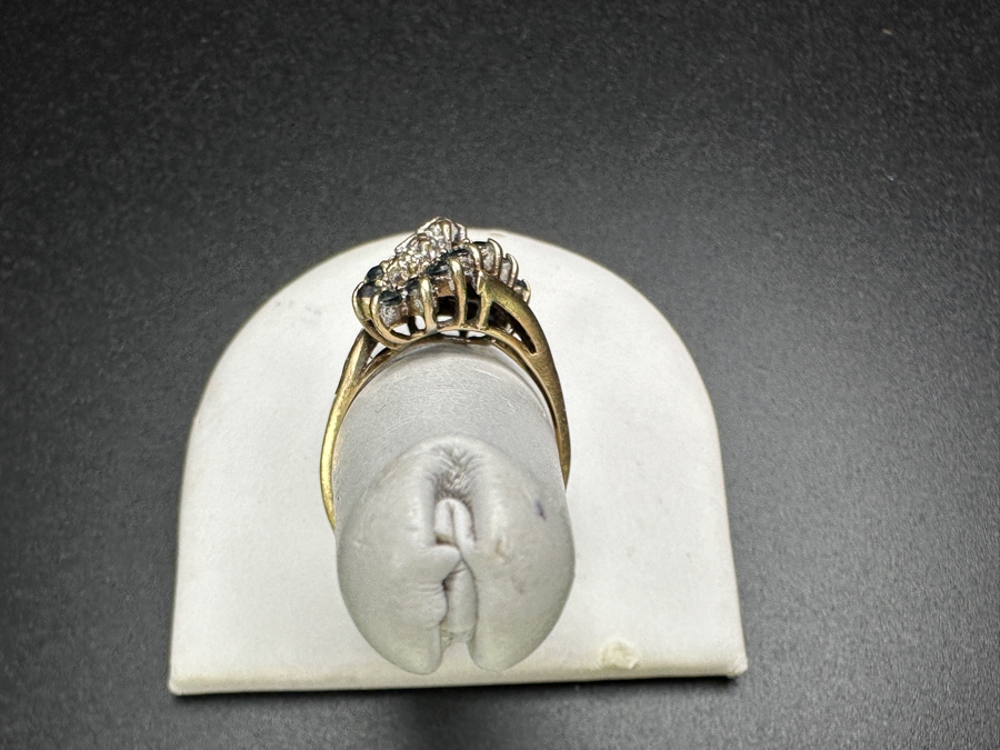 10k Gold Sapphire Ring Set With (14) 1.8mm Sapphires Size 8.5 3.4g Retails $1,000 [Photo 6]