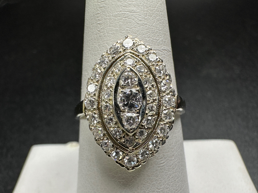 14k Gold Diamond Ring Set With (1) 2.8mm Round Brilliant Diamond, (2) 1.8mm Round Brilliant Diamonds, (14) 1.1mm Single Cut Diamonds & (20) 1.7mm Single Cut Diamonds Est. 1.25cttw Size 8 4.1g Retails $3,000 [Photo 3]