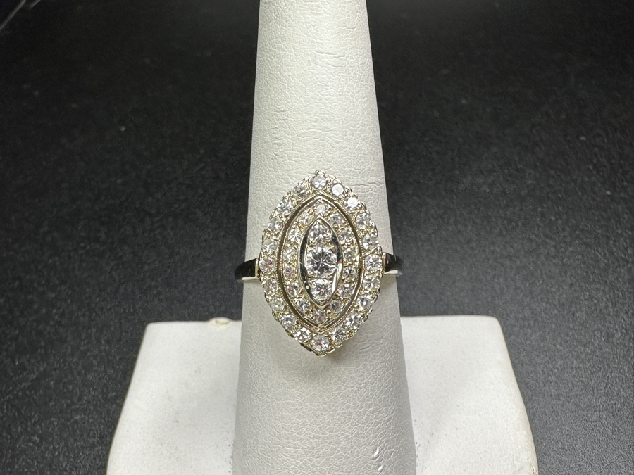 14k Gold Diamond Ring Set With (1) 2.8mm Round Brilliant Diamond, (2) 1.8mm Round Brilliant Diamonds, (14) 1.1mm Single Cut Diamonds & (20) 1.7mm Single Cut Diamonds Est. 1.25cttw Size 8 4.1g Retails $3,000 [Photo 2]