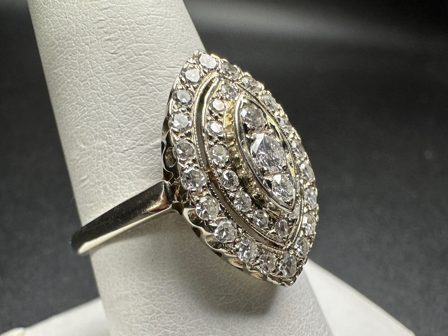 14k Gold Diamond Ring Set With (1) 2.8mm Round Brilliant Diamond, (2) 1.8mm Round Brilliant Diamonds, (14) 1.1mm Single Cut Diamonds & (20) 1.7mm Single Cut Diamonds Est. 1.25cttw Size 8 4.1g Retails $3,000 [Photo 5]