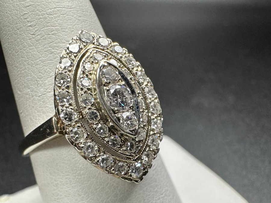 14k Gold Diamond Ring Set With (1) 2.8mm Round Brilliant Diamond, (2) 1.8mm Round Brilliant Diamonds, (14) 1.1mm Single Cut Diamonds & (20) 1.7mm Single Cut Diamonds Est. 1.25cttw Size 8 4.1g Retails $3,000 [Photo 6]