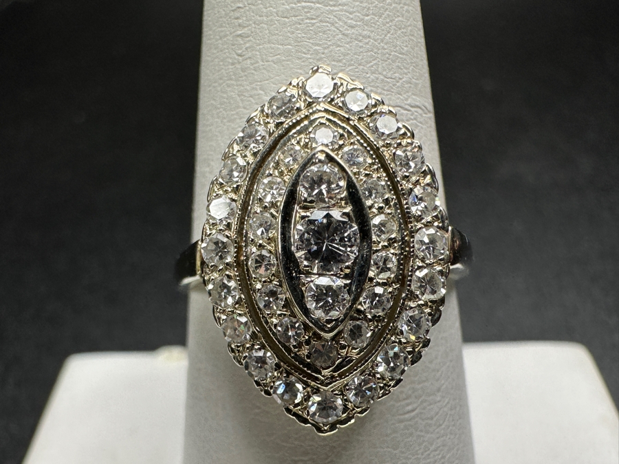 14k Gold Diamond Ring Set With (1) 2.8mm Round Brilliant Diamond, (2) 1.8mm Round Brilliant Diamonds, (14) 1.1mm Single Cut Diamonds & (20) 1.7mm Single Cut Diamonds Est. 1.25cttw Size 8 4.1g Retails $3,000 [Photo 4]