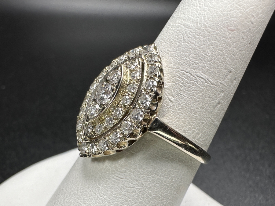 14k Gold Diamond Ring Set With (1) 2.8mm Round Brilliant Diamond, (2) 1.8mm Round Brilliant Diamonds, (14) 1.1mm Single Cut Diamonds & (20) 1.7mm Single Cut Diamonds Est. 1.25cttw Size 8 4.1g Retails $3,000 [Photo 7]
