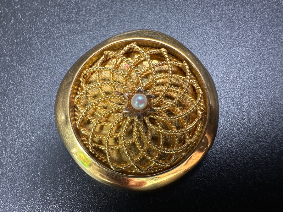 14k Gold Pearl Combo Pin Brooch Pendant 6.7g Retails $2,000 [Photo 4]