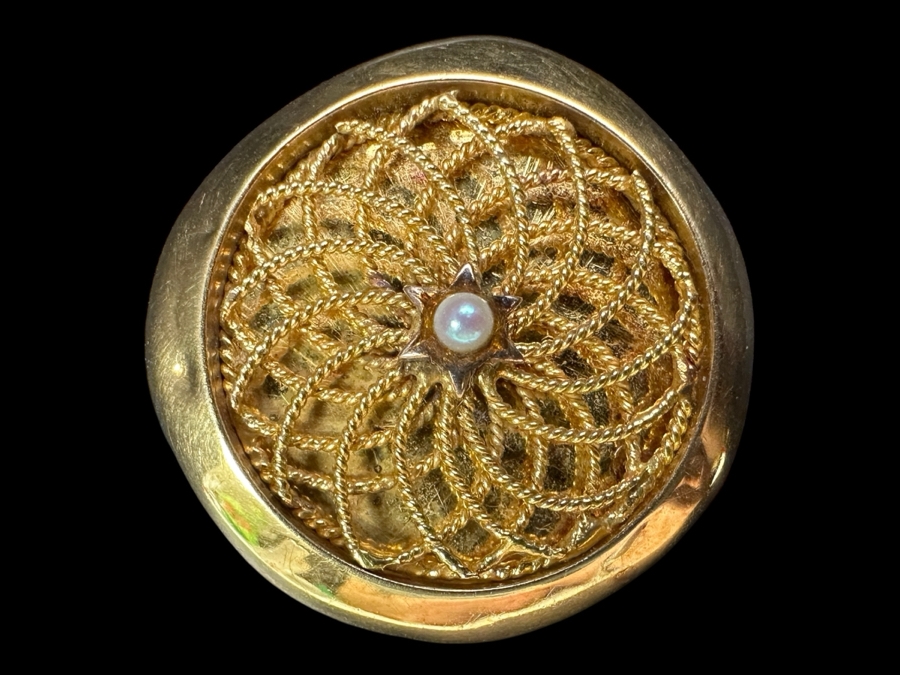 14k Gold Pearl Combo Pin Brooch Pendant 6.7g Retails $2,000