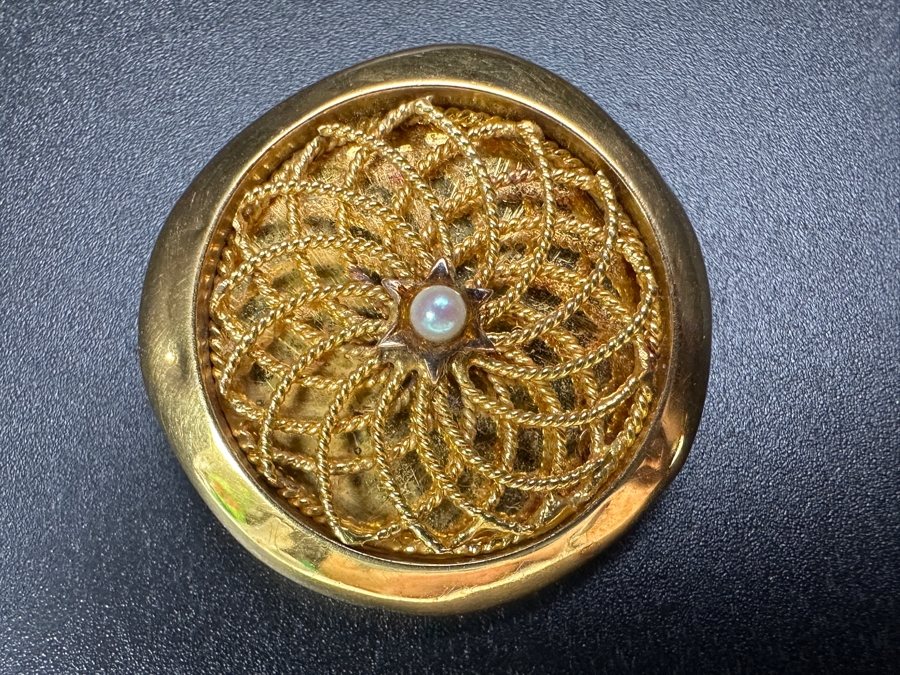 14k Gold Pearl Combo Pin Brooch Pendant 6.7g Retails $2,000 [Photo 2]