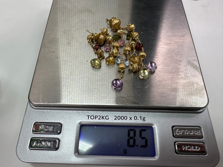 18k Gold Earrings Set With Peridot, Garnet, Blue Topaz, Citrine & Amethyst 8.5g Retails $3,000 [Photo 6]