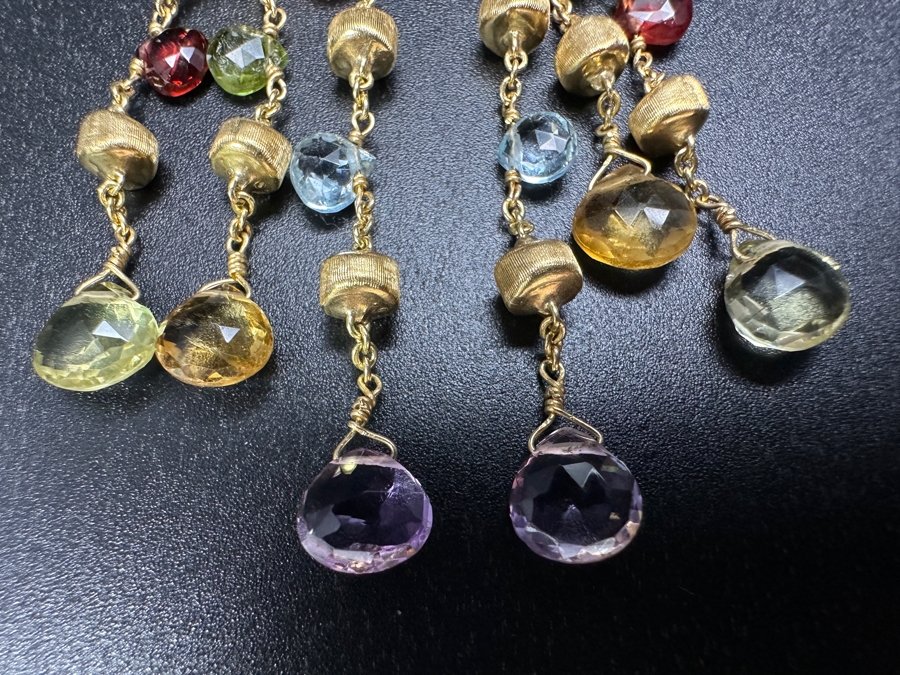 18k Gold Earrings Set With Peridot, Garnet, Blue Topaz, Citrine & Amethyst 8.5g Retails $3,000 [Photo 5]