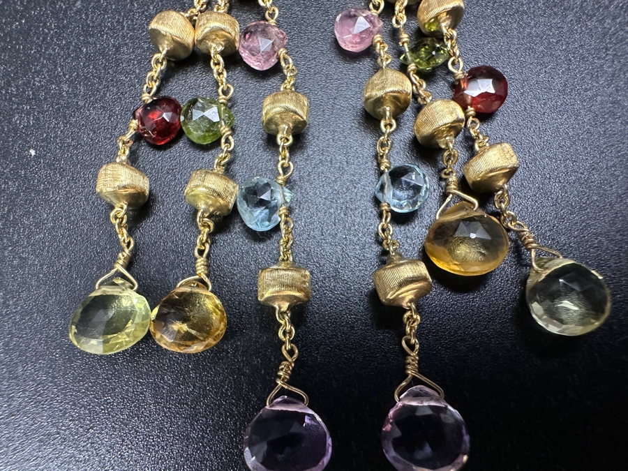 18k Gold Earrings Set With Peridot, Garnet, Blue Topaz, Citrine & Amethyst 8.5g Retails $3,000 [Photo 4]