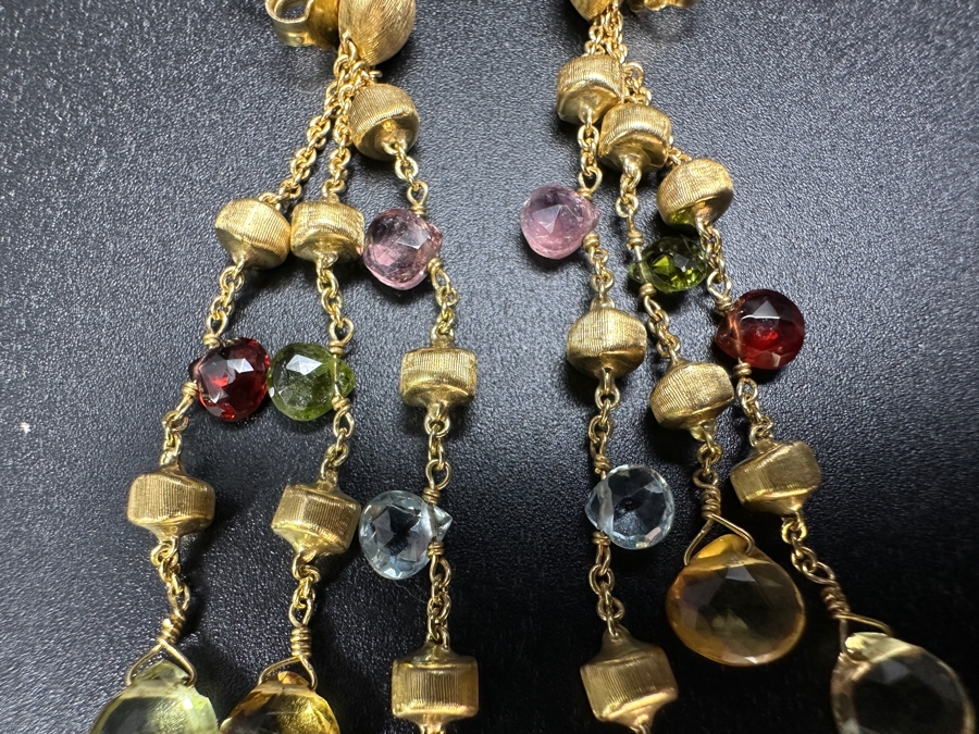 18k Gold Earrings Set With Peridot, Garnet, Blue Topaz, Citrine & Amethyst 8.5g Retails $3,000 [Photo 3]