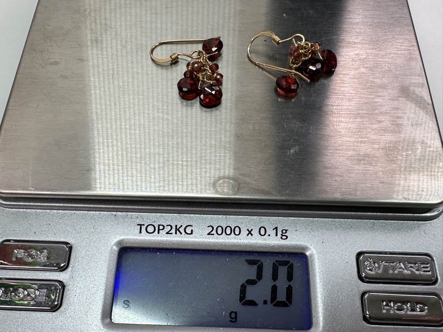 14k Gold Earrings Set With Garnet Briolettes 2.0g Retails $550 [Photo 6]