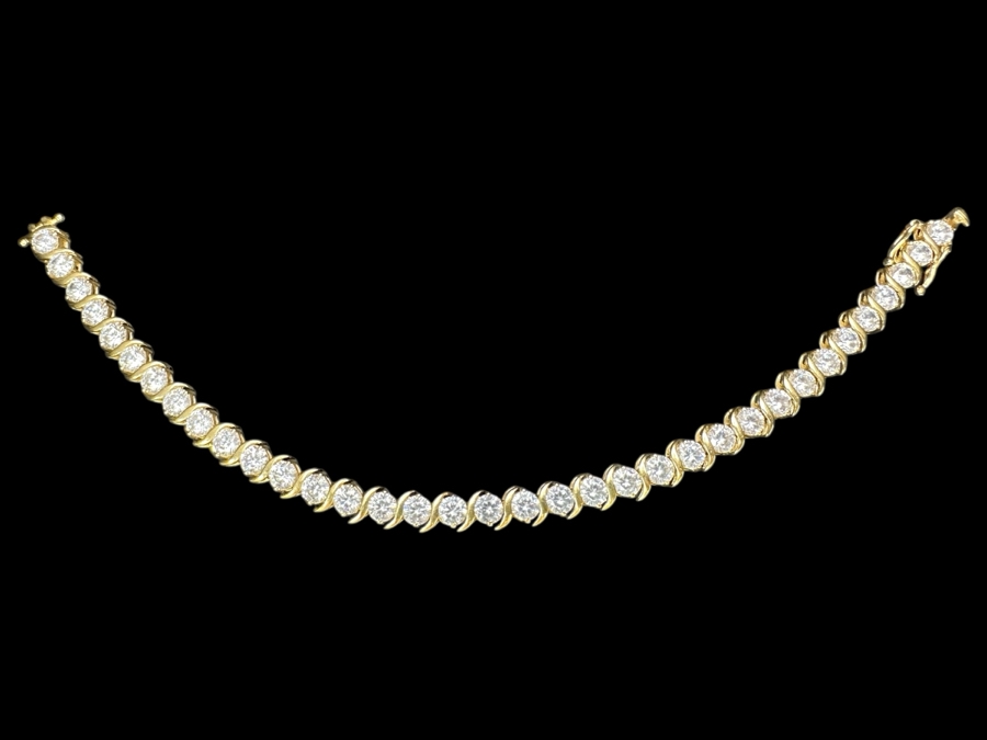 14k Gold CZ 7' Bracelet 11.1g Retails $3,600