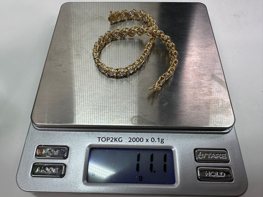 14k Gold CZ 7' Bracelet 11.1g Retails $3,600 [Photo 6]