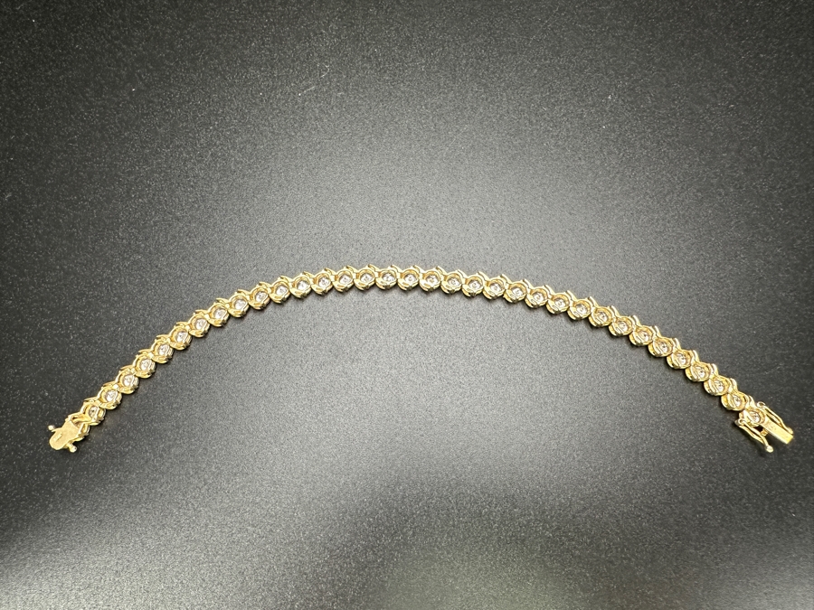 14k Gold CZ 7' Bracelet 11.1g Retails $3,600 [Photo 4]