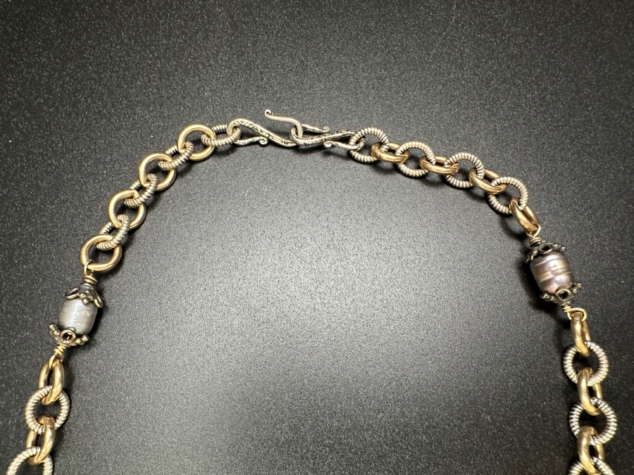 Tahitian Pearl Gold Filled / Silver Link Chain 48' Necklace 106g Retails $600 [Photo 4]