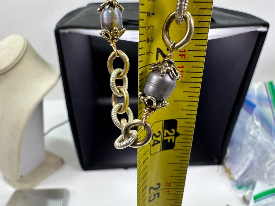 Tahitian Pearl Gold Filled / Silver Link Chain 48' Necklace 106g Retails $600 [Photo 5]