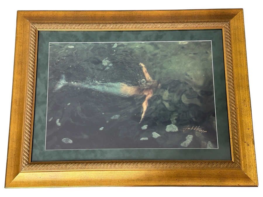 Limited Edition Mermaid Photograph Artist Signed Lower Right And Numbered 49 Of 100 19.5 X 13 Framed 28 X 21