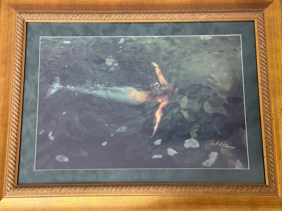 Limited Edition Mermaid Photograph Artist Signed Lower Right And Numbered 49 Of 100 19.5 X 13 Framed 28 X 21 [Photo 2]