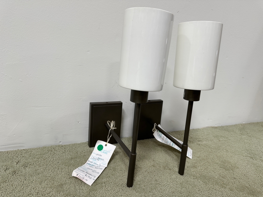 Pair Of Baker Lexicon Bone China Dark Bronze Sconces 11D X 16H Retails $3,400 [Photo 4]