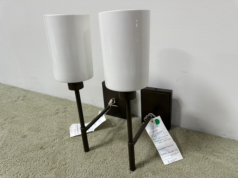 Pair Of Baker Lexicon Bone China Dark Bronze Sconces 11D X 16H Retails $3,400 [Photo 5]