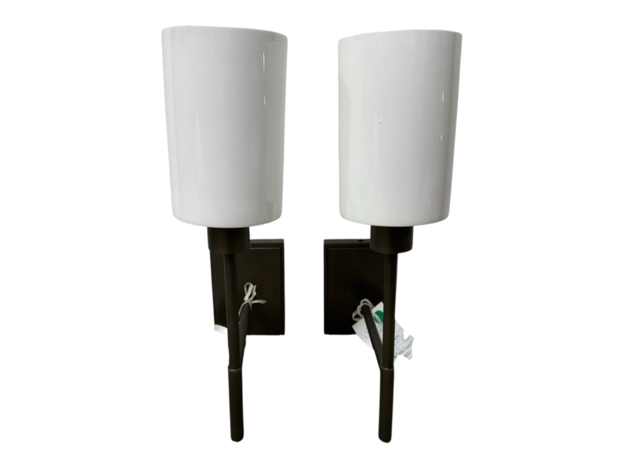 Pair Of Baker Lexicon Bone China Dark Bronze Sconces 11D X 16H Retails $3,400 [Photo 2]