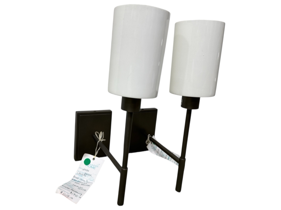 Pair Of Baker Lexicon Bone China Dark Bronze Sconces 11D X 16H Retails $3,400