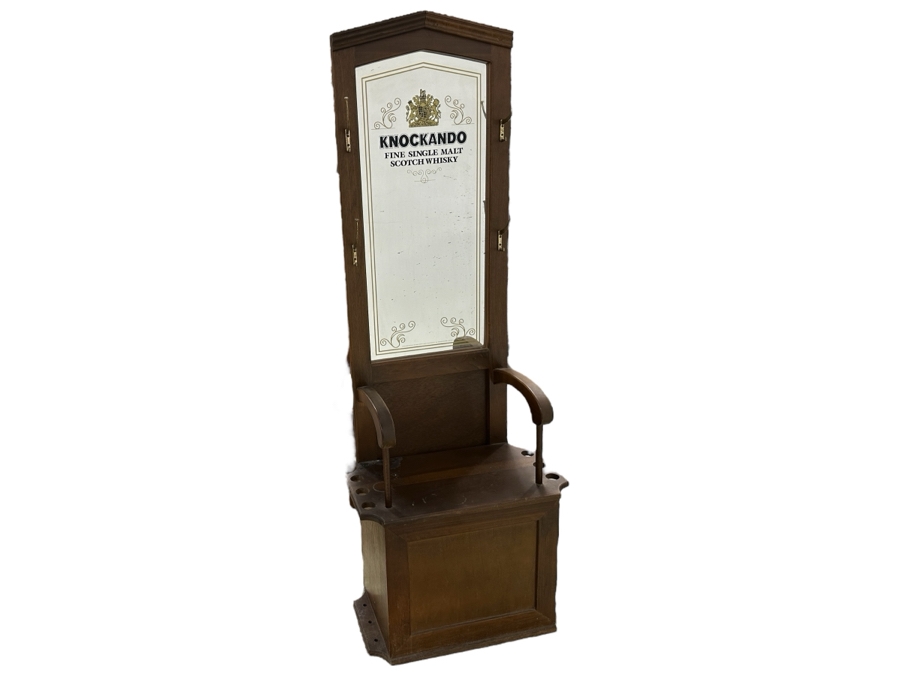 Wooden Hall Tree With Knockando Fine Single Malt Scotch Whisky Liquor Advertising Mirror 24W X 14D X 68H