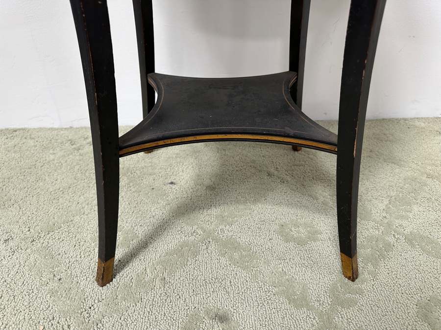 Vintage Imperial Grand Rapids Cabinet Making Certified Round Table With Removable Glass Tray And Greek Key Ornamentation 20W X 26H [Photo 4]