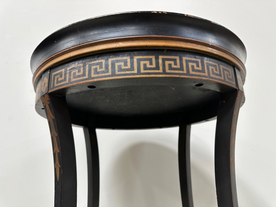 Vintage Imperial Grand Rapids Cabinet Making Certified Round Table With Removable Glass Tray And Greek Key Ornamentation 20W X 26H [Photo 5]