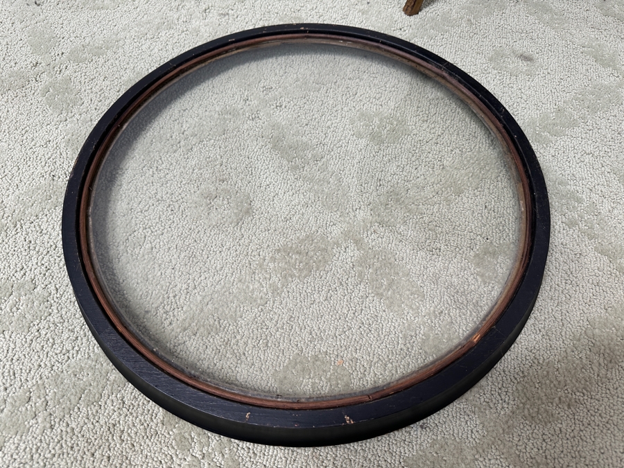 Vintage Imperial Grand Rapids Cabinet Making Certified Round Table With Removable Glass Tray And Greek Key Ornamentation 20W X 26H [Photo 8]