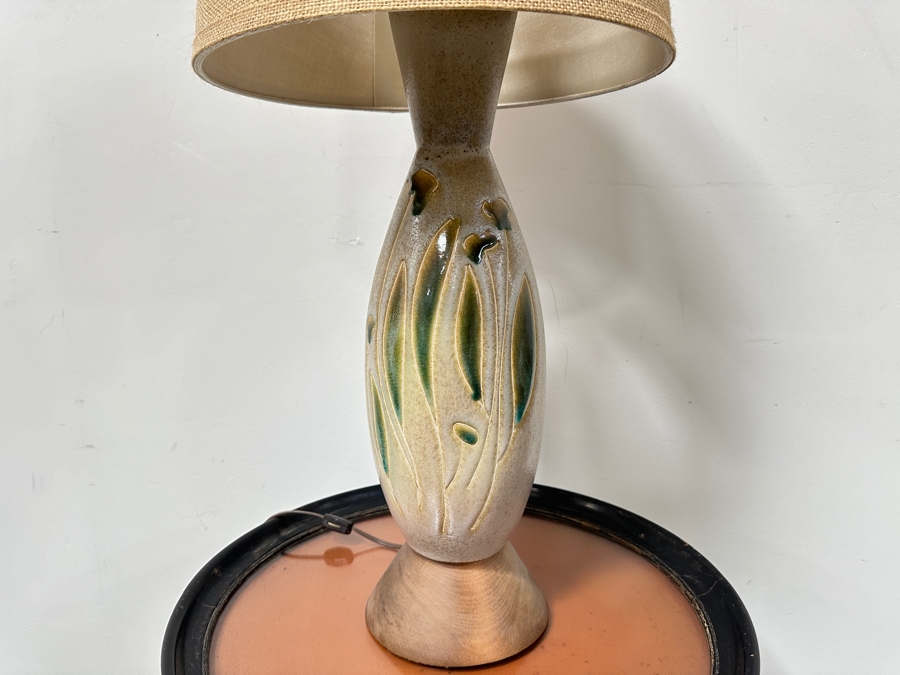 Mid-Century Modern Art Pottery Table Lamp With Shade 28H [Photo 3]