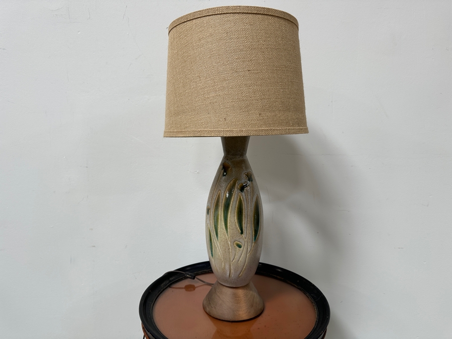 Mid-Century Modern Art Pottery Table Lamp With Shade 28H [Photo 2]
