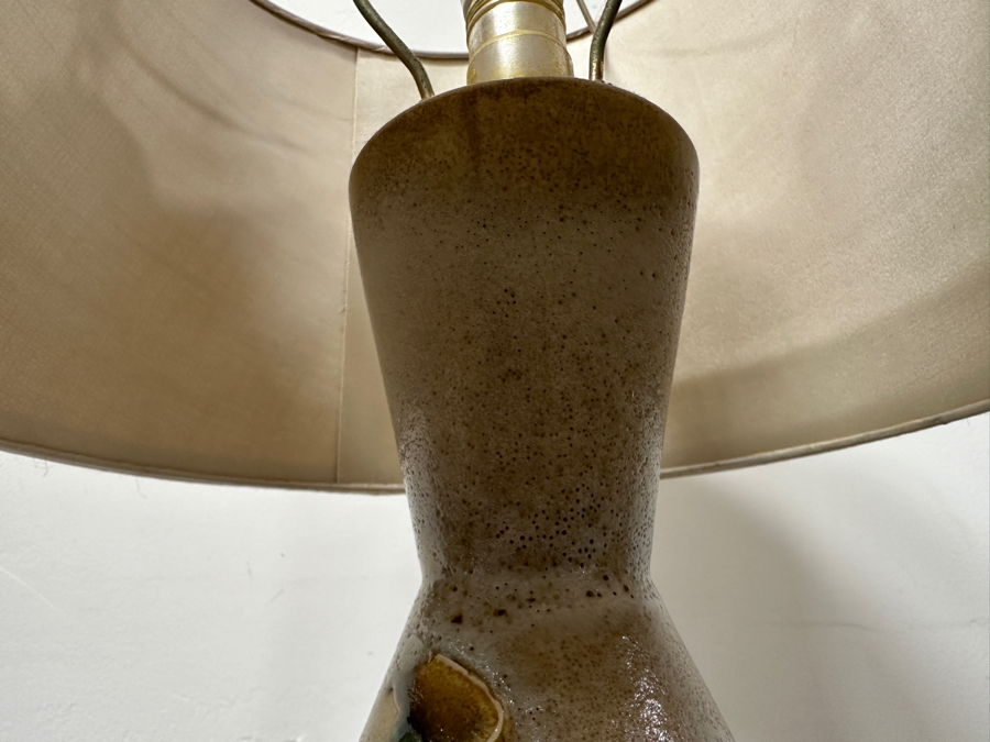 Mid-Century Modern Art Pottery Table Lamp With Shade 28H [Photo 6]