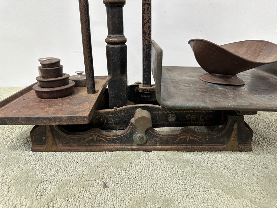 Antique Cast Iron Butcher's Scale From London, England With Weights 24.5W X 13D X 23H [Photo 11]