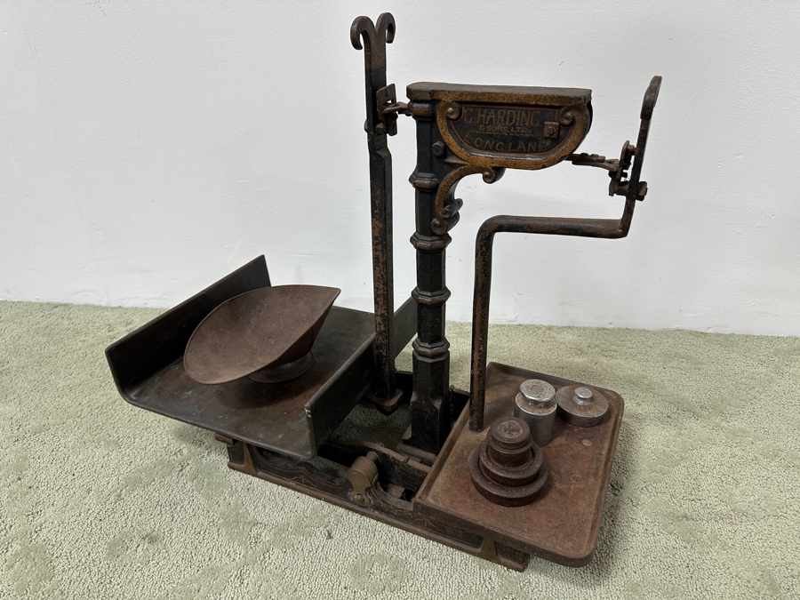 Antique Cast Iron Butcher's Scale From London, England With Weights 24.5W X 13D X 23H [Photo 5]